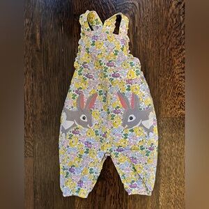 Baby Boden Yellow Floral Bunny Overalls
